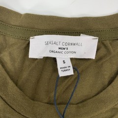 Seasalt Midwatch T-Shirt Small Mens Olive Green Vegetables Print Organic Cotton