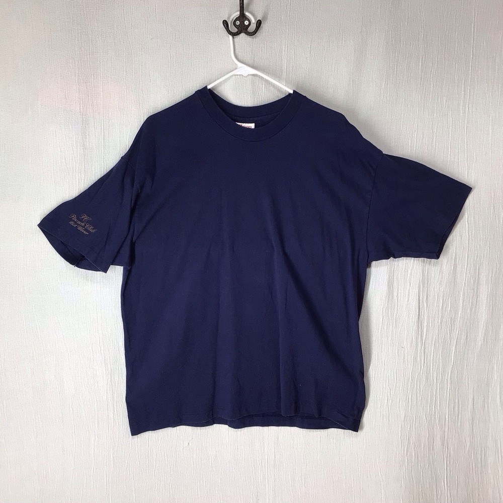 vintage hanes heavyweight Tshirt Short Sleeve Crew, Blue USA Single Stitch 1994