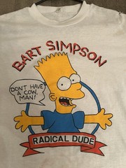Bart Simpson 1989 T-Shirt Don’t Have A Cow Man Radical Dude Large USA See Pics