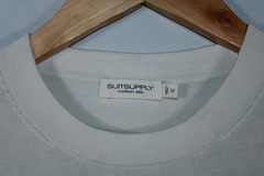Suitsupply Men’s Medium Cream Color Crew Neck Cotton Silk Blend T-Shirt
