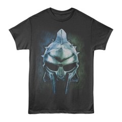 GLADIATOR Movie T-Shirt MAXIMUS BATTLE HELMET Official Merch 2 Side Stone Cotton