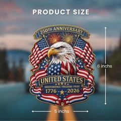 2pcs 250th Anniversary USA Car Decal Sticker, Patriotic Bald Eagle 1776–2026 V
