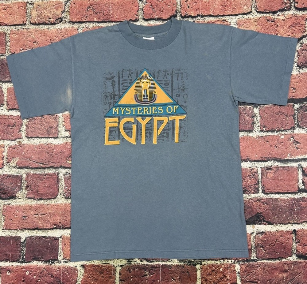 Vintage Mysteries of Egypt T Shirt Sz M Single Stitch Mummy Pyramids USA 90s