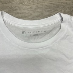 NWT Travis Mathew Whte Cursive Script T Shirt Men Sz L Casual Prep Golf