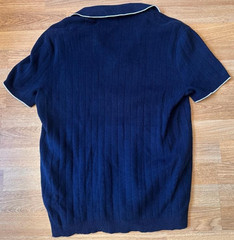 Express Navy Blue Knit Short Sleeve Collared V-Neck Shirt – Size Medium
