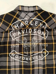 Harley-Davidson Black, Gray & Mustard Plaid Flannel Shirt Jacket