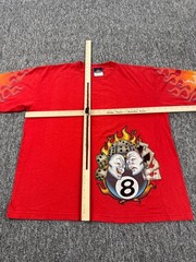 JNCO Jeans Shirt Men 2XL Red Graphic 8 Ball Flame Dice Crewneck Vtg Made In USA