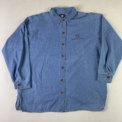vtg 90s Mighty Ducks Original Produck Shirt Chambray Mens Large Blue Made in USA