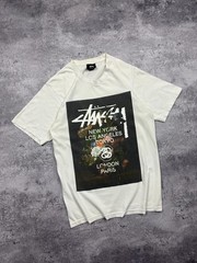 Stussy World Tour T-Shirt Big Logo Flowers Tee Y2K Rare Streetwear Men S Vintage