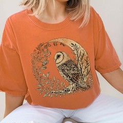 Celestial Cottagecore Barn Owl Moon Bird Wildlife Comfort Tee