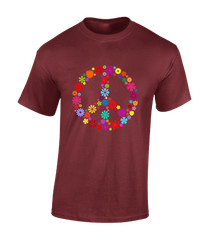 FLOWERS PEACE SIGN MENS T SHIRT RETRO SUMMER OF LOVE 80’S 90’S CLASSIC PRIDE