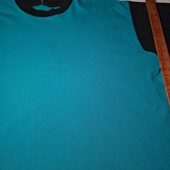Vintage 1990s Colorblock T Shirt L Blue Black Single Stitch Grunge Skate READ