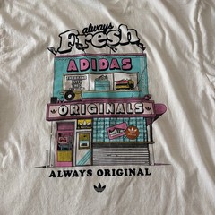 Men’s Adidas Classic Vintage “Always Fresh” Graphic Print T-Shirt Ivory White S