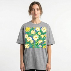 Groovy Floral Daisy T-Shirt Colorful Botanical Wildflower Nature Spring Tee