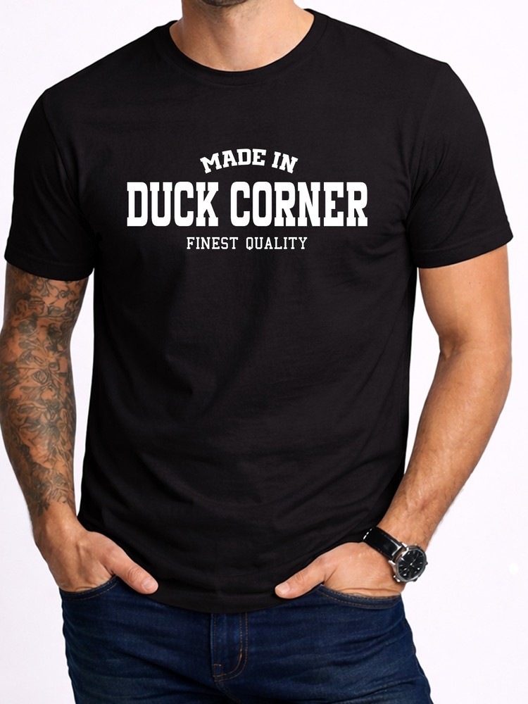 Duck Corner Mens Black Tee Gift Birthday Local Pride