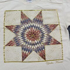 Vintage Y2K Yoder Kansas Quilt Star Pattern Shirt Medium 20×26 Crossroads Design