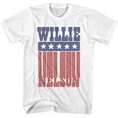 Willie Nelson T-Shirt Adult AMERICAN FLAG New Country Music Singer White Cotton