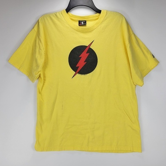 The Flash DC Comics Graphitti Vintage 1999 90s Shirt Mens Medium M Yellow Black