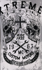 Xtreme Couture By Affliction Men’s T-shirt Blazing Roadway Skull S-5XL