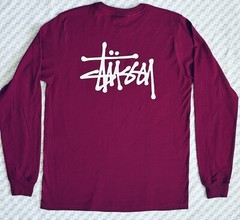 Stussy Basic Logo Tee Mens SM Pink Purple Long Sleeve