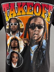 Takeoff Migos Adult Size Large Black Rapper Rap Hip-hop RIP Tee