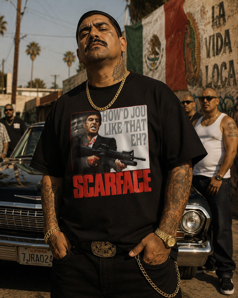 Vintage Y2K Scarface Tony Montana Al Pacino T Shirt Mens XL Black Movie Tee