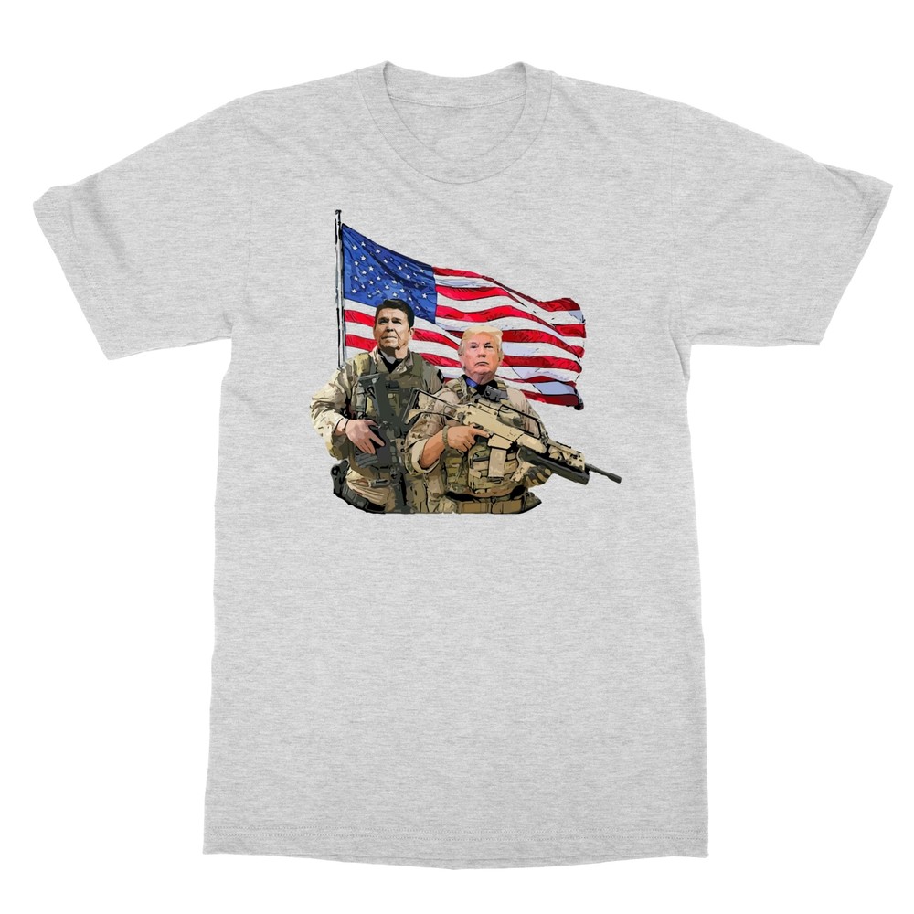 Presidential Soldiers: Ronald Reagan & Donald Trump USA Flag Men’s T-Shirt