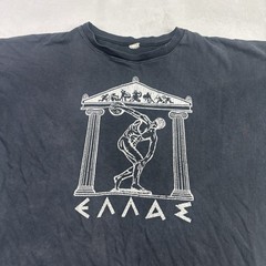 VTG Discobolus Statue Greece Black SS Graphic Shirt Men’s XXL Distressed