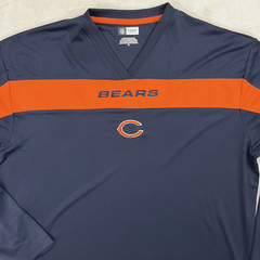 CHICAGO BEARS Long Sleeve Shirt Mens XL NFL Team Performance Navy V-Neck Logo