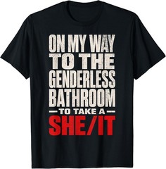 On My Way to The Genderless Bathroom Funny Vintage Grunge T-Shirt