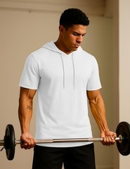 Men’s Short Sleeve Hoodies Cotton Summer Sweatshirt Breathable Workout Shirts US
