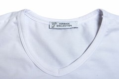 Versace Collection Men’s White Stretch V-Neck Short Sleeve T-Shirt US S IT M