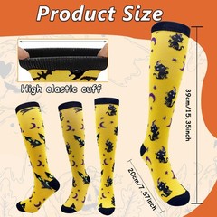 6 Pairs Halloween Compression Socks for Women Men, Crazy Compression Socks F…