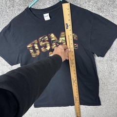 USMC Shirt Mens Medium Black Bulldog Camo Graphic Military Marines Tee Gildan