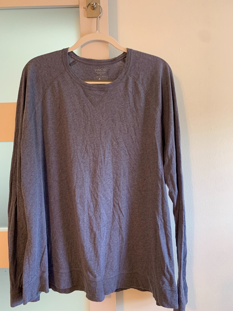 Vince Men’s XXL Blue Heather Long Sleeve Crew Neck Pima Cotton T-Shirt
