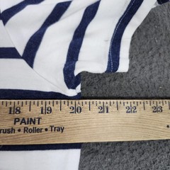Hollister Shirt Mens XL White Navy Striped Logo Graphic Tee Crew Neck Casual Top