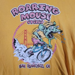 Vintage Rat On Bike T-Shirt Gildan Heavy Cottton Big Logo Graffiti Yellow Size M