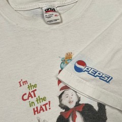 Vintage Dr. Seuss The Cat In The Hat Movie Promo Tee Shirt Size XL 24″x30″ White