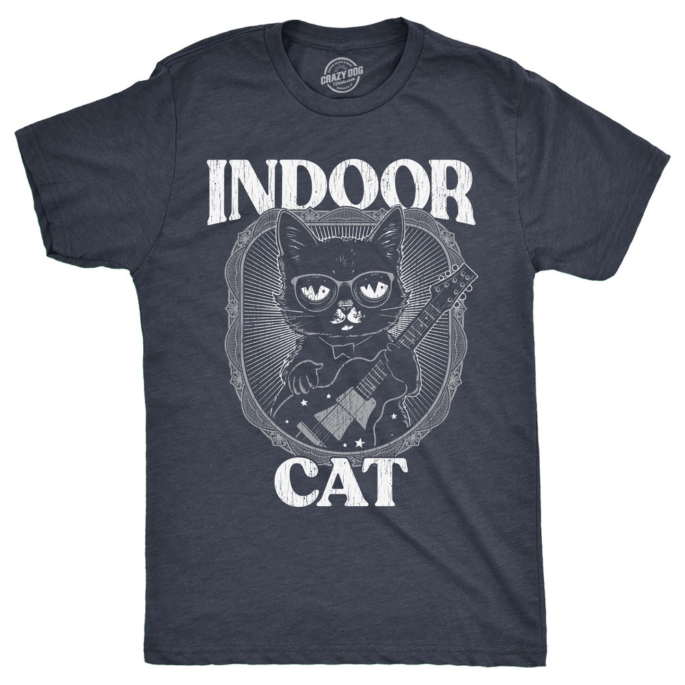Mens Indoor Cat Funny T Shirt Introvert Sarcastic Tee for Men
