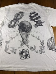 Vintage MC Escher T Shirt Andazia All Over Print Art 90’s Single Stitch White XL