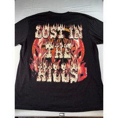 Lost In The Hills Mens XL Skull Flame Graphic T-Shirt Black Streetwear Cotton