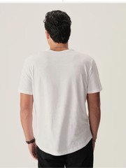 Buck Mason white sand slub curved hem tee shirt size Xl new flaw
