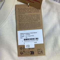 Fjallraven Kanken T-shirt Boston Chalk White Organic Cotton Unisex Size XL NWT