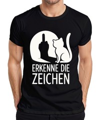 Recognize The Signs Cat Middle Finger Humour Gift Cats Mens T-Shirt