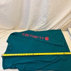 Carhartt Men’s Long Sleeve Logo Shirt Green Size M Loose Fit TK0231-W Workwear