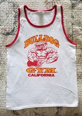 Bulldog Gym Bodybuilding White / Red / Vintage Gold Sleeveless Ringer A-Shirt