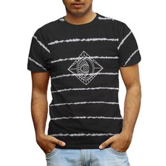 Beautiful Giant Devil’s Eye Series Mens Striped T-Shirt Crew Neck Sportwear Tee