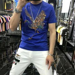 New Fashion Trend Stork Hot Drilling Rhinestones Summer Luxury Men T-Shirt