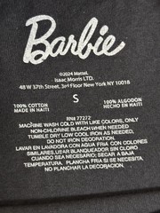 Barbie Men’s Black T-Shirt Size Small 34-36 Pink Logo Graphic Tee Crew Neck
