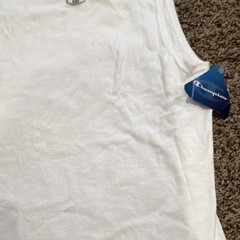 Champion Mens XL White Crew Neck Sleeveless Muscle Jersey Cotton Logo Tagless